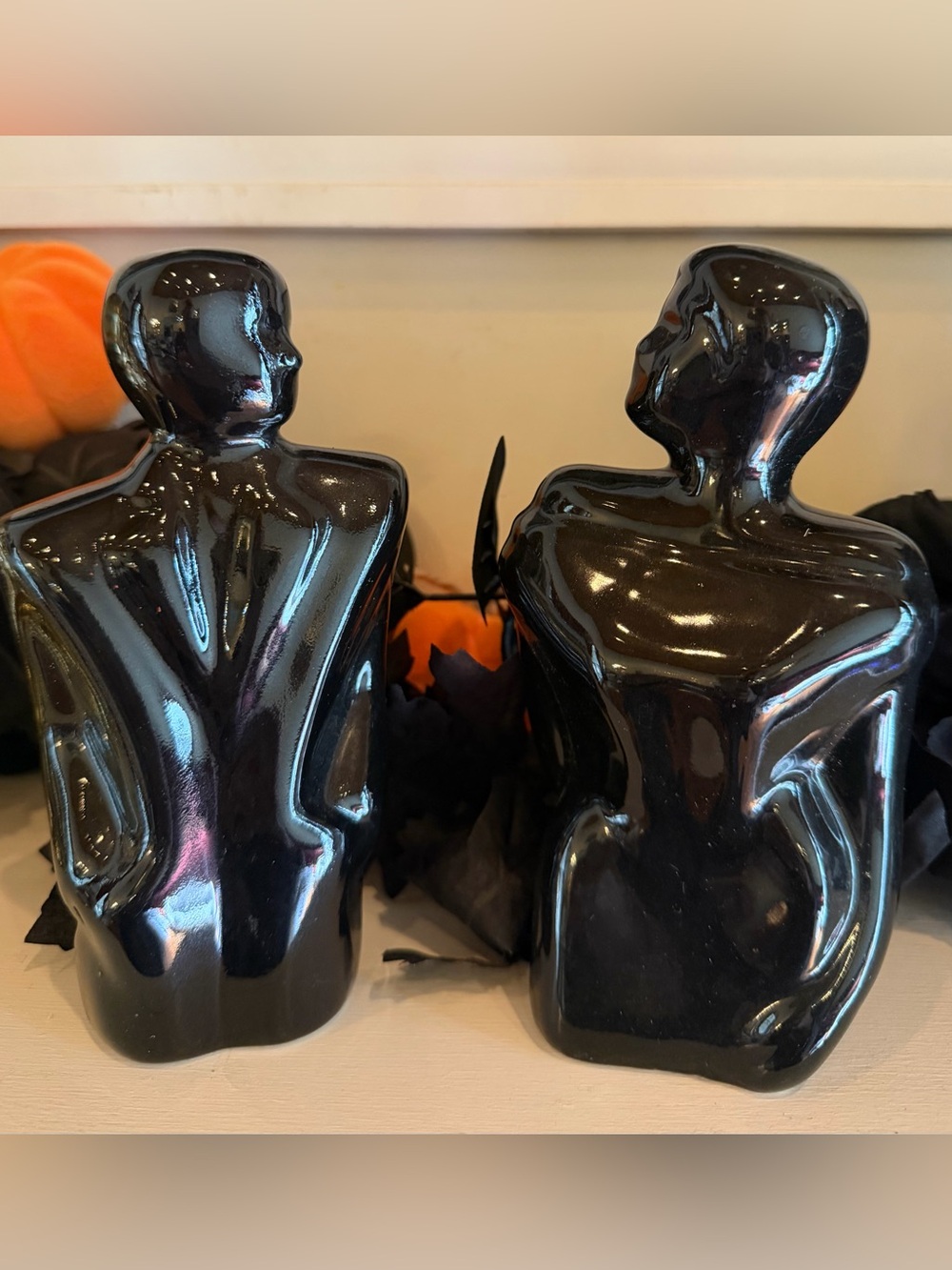 VTG 80s Art Deco Revival Man Woman Ceramic Busts Postmodern Rick & Rachel Decor